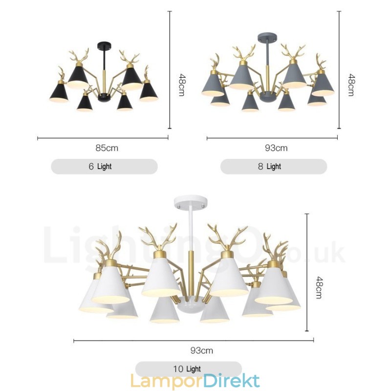 4 Ljus Nordic Macaron Modern Antlers Ljuskrona