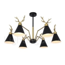 6 Ljus Nordic Macaron Modern Antlers Ljuskrona