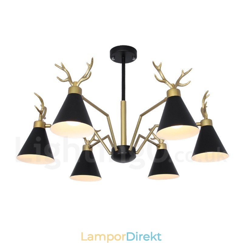 6 Ljus Nordic Macaron Modern Antlers Ljuskrona