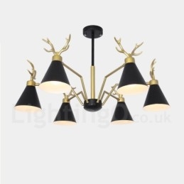 6 Ljus Nordic Macaron Modern Antlers Ljuskrona
