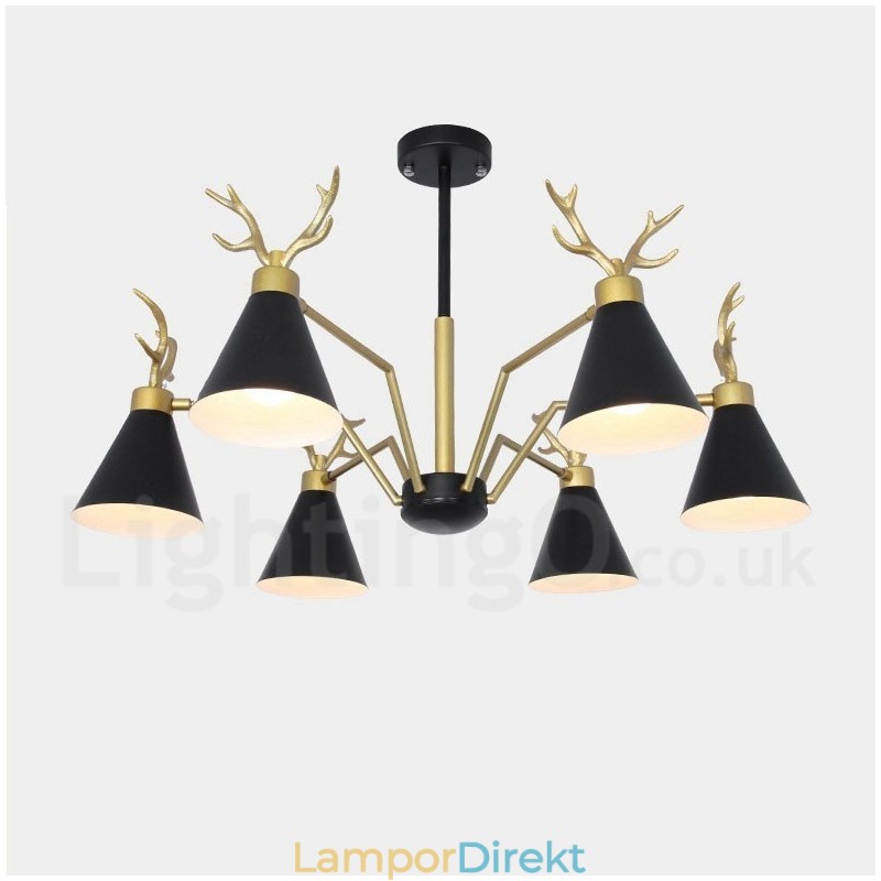 6 Ljus Nordic Macaron Modern Antlers Ljuskrona