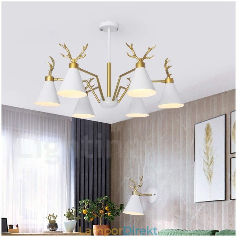 6 Ljus Nordic Macaron Modern Antlers Ljuskrona