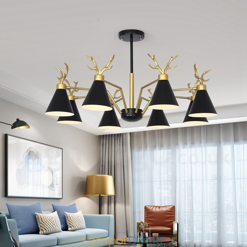 8 Light Nordic Macaron Modern Antlers Ljuskrona