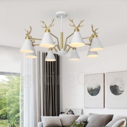 8 Light Nordic Macaron Modern Antlers Ljuskrona