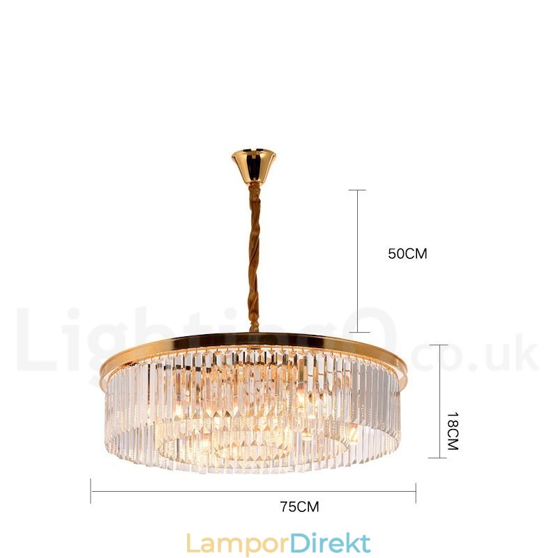 Postmodern Luxury Round K9 Crystal Pendant Chandelier Lights Exhibition Hall