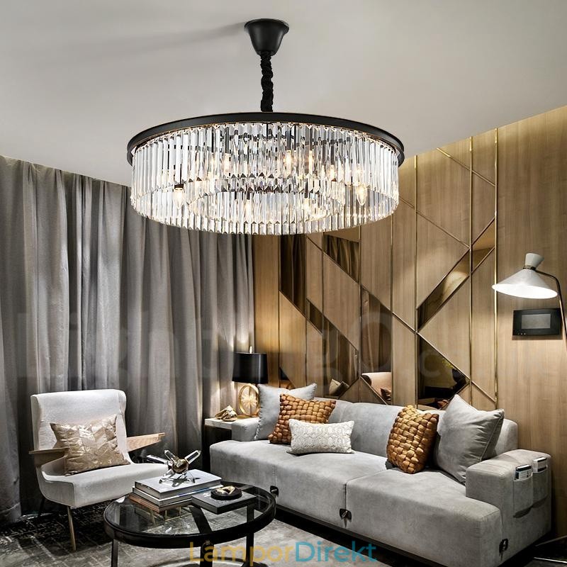 Postmodern Luxury Round K9 Crystal Pendant Chandelier Lights Exhibition Hall