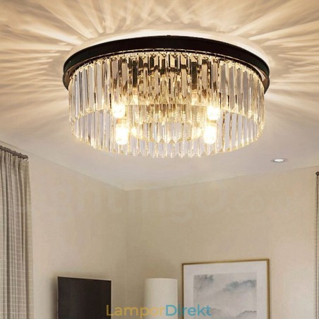 Postmodern Luxury Round K9 Crystal Flush Mount Ceiling Light Exhibition Hall Postmodern Luxury Round K9 Crystal Flush Mount Ceiling Light Exhibition Hall