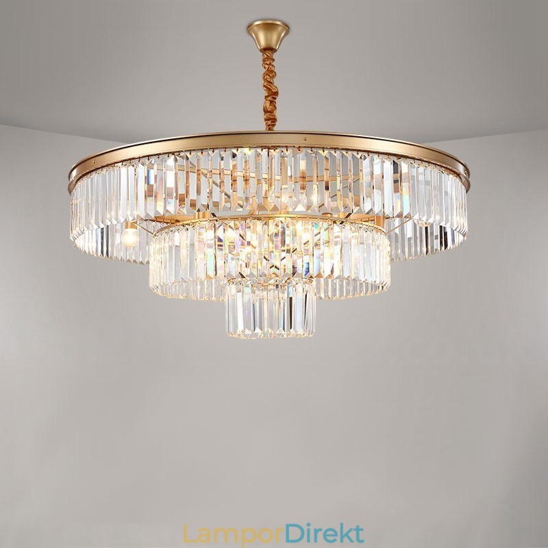 Postmodern Luxury Round K9 Crystal Pendant Chandelier Lights Exhibition Hall