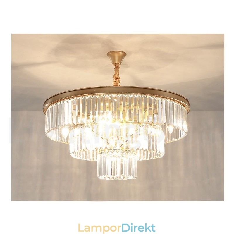 Postmodern Luxury Round K9 Crystal Pendant Chandelier Lights Exhibition Hall