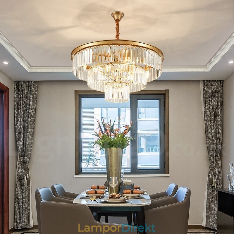 Postmodern Luxury Round K9 Crystal Pendant Chandelier Lights Exhibition Hall