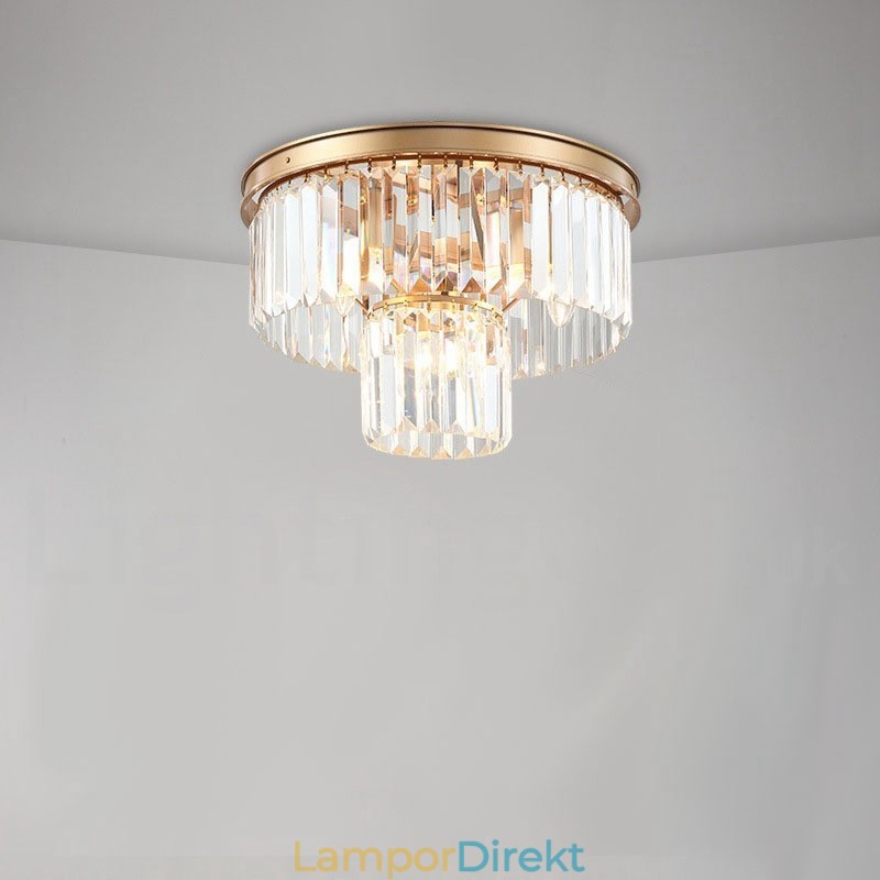 Postmodern Luxury Round K9 Crystal Flush Mount Ceiling Light Exhibition Hall