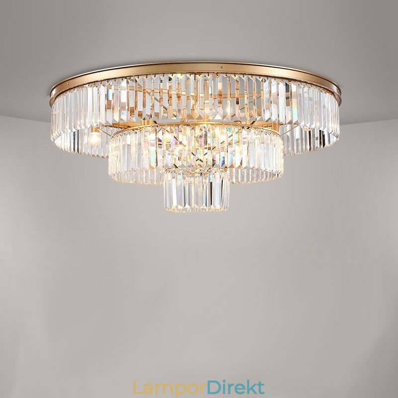 Postmodern Luxury Round K9 Crystal Flush Mount Ceiling Light Exhibition Hall