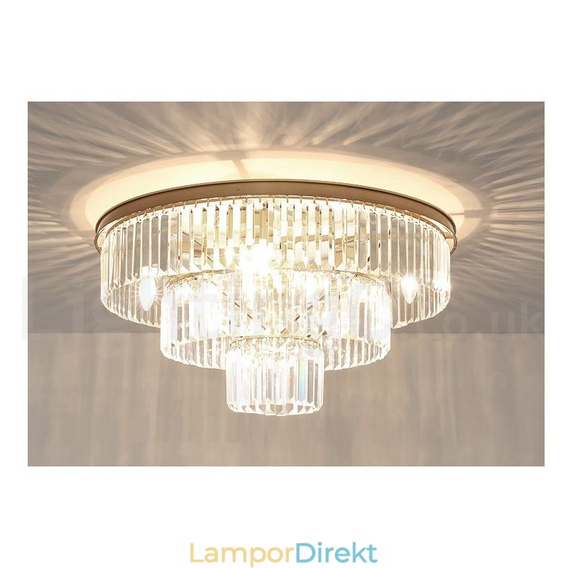 Postmodern Luxury Round K9 Crystal Flush Mount Ceiling Light Exhibition Hall