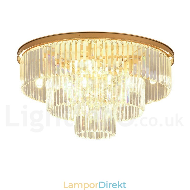 Postmodern Luxury Round K9 Crystal Flush Mount Ceiling Light Exhibition Hall