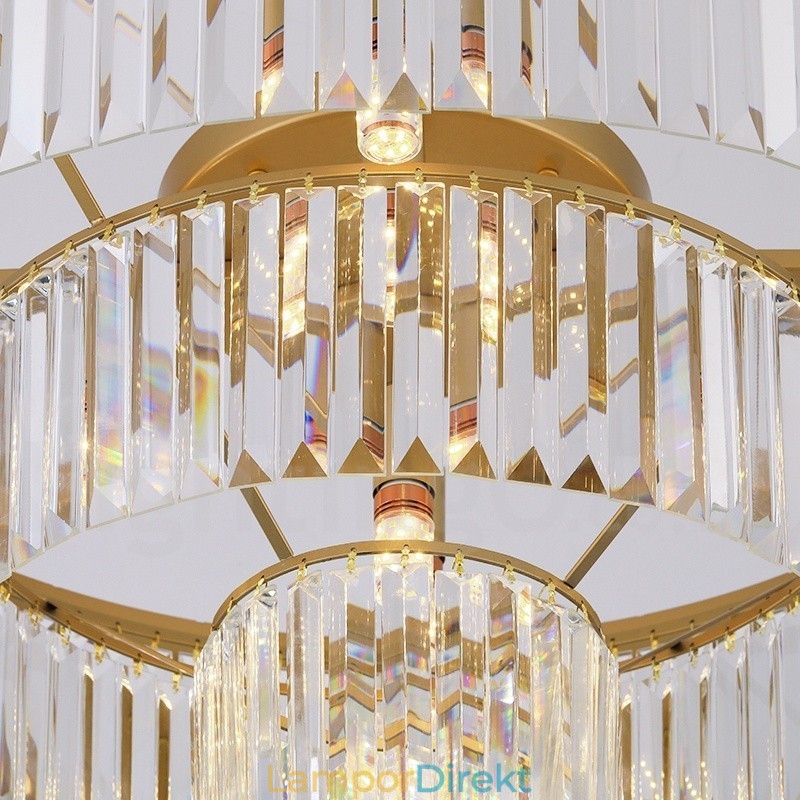 Postmodern Luxury Round K9 Crystal Flush Mount Ceiling Light Exhibition Hall