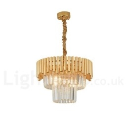 Postmodern Guld Lyx Rund K9 Crystal Pendant Ljuskrona Lights Exhibition Hall