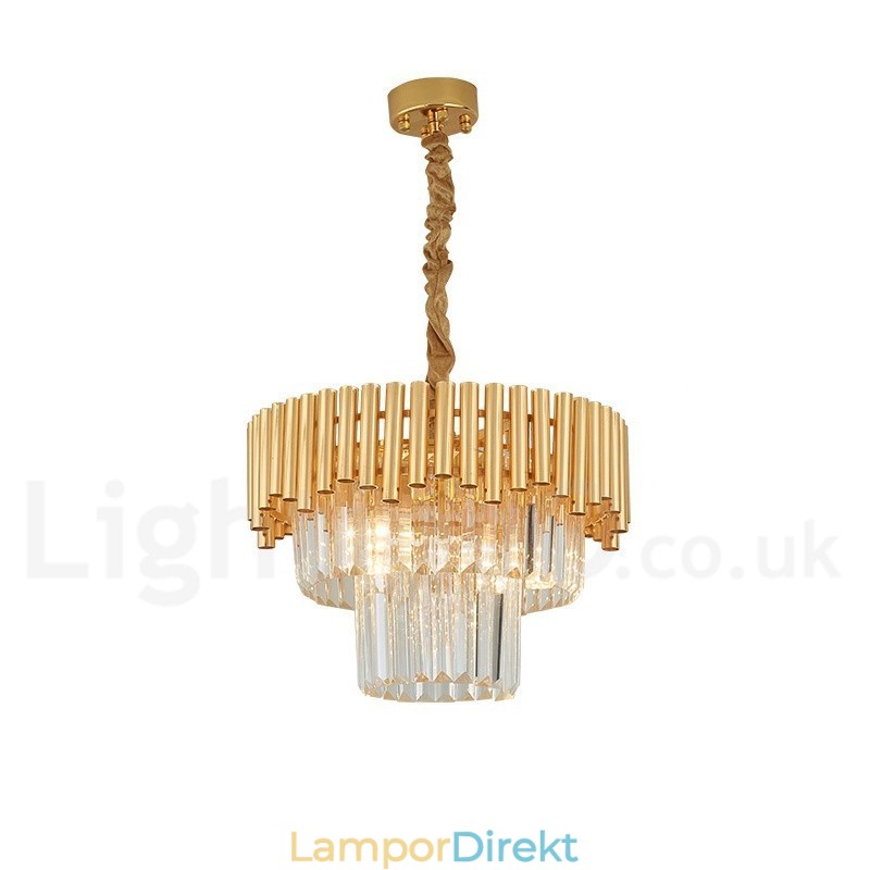 Postmodern Guld Lyx Rund K9 Crystal Pendant Ljuskrona Lights Exhibition Hall