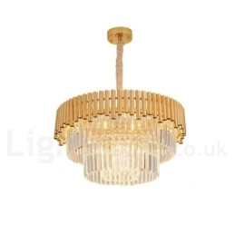 Postmodern Guld Lyx Rund K9 Crystal Pendant Ljuskrona Lights Exhibition Hall
