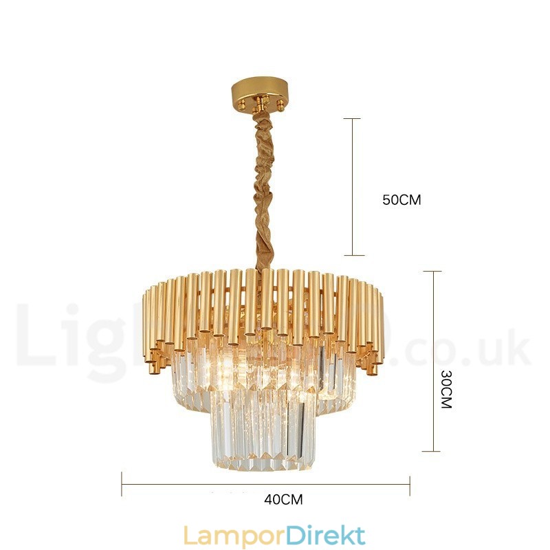 Postmodern Guld Lyx Rund K9 Crystal Pendant Ljuskrona Lights Exhibition Hall