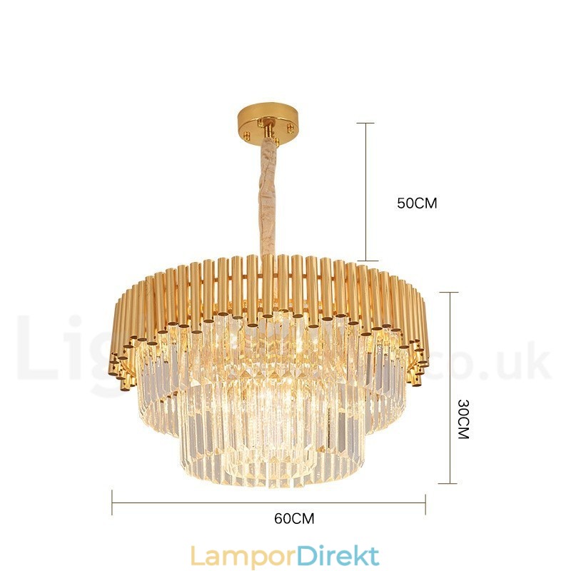Postmodern Guld Lyx Rund K9 Crystal Pendant Ljuskrona Lights Exhibition Hall