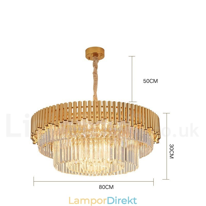 Postmodern Guld Lyx Rund K9 Crystal Pendant Ljuskrona Lights Exhibition Hall