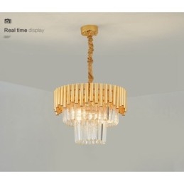 Postmodern Guld Lyx Rund K9 Crystal Pendant Ljuskrona Lights Exhibition Hall