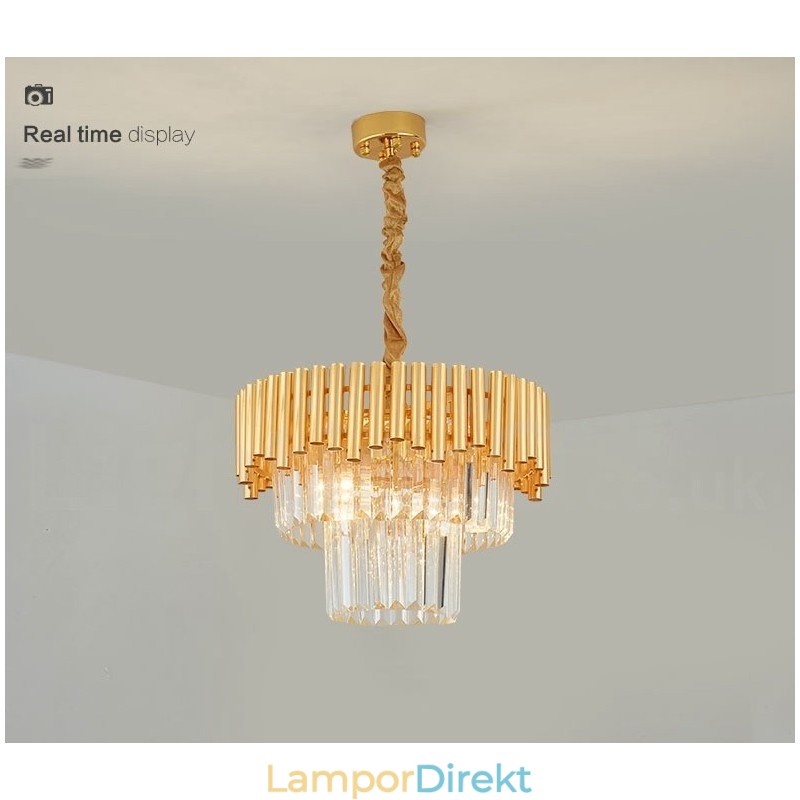 Postmodern Guld Lyx Rund K9 Crystal Pendant Ljuskrona Lights Exhibition Hall