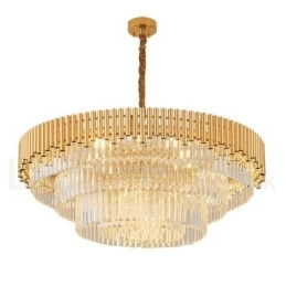 Postmodern Guld Lyx Rund K9 Crystal Pendant Ljuskrona Lights Exhibition Hall