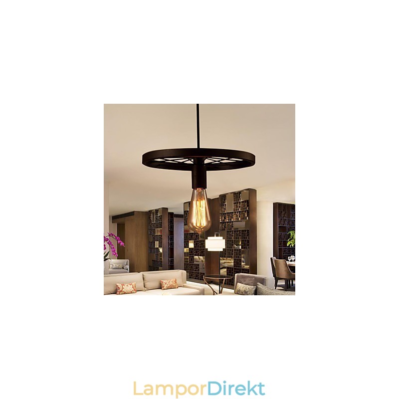 Industrial 1 Ljus Vintage I Iron Shade Pendellampa