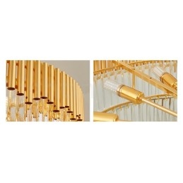 Postmodern Guld Lyx Rund K9 Crystal Pendant Ljuskrona Lights Exhibition Hall