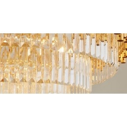 Postmodern Guld Lyx Rund K9 Crystal Pendant Ljuskrona Lights Exhibition Hall