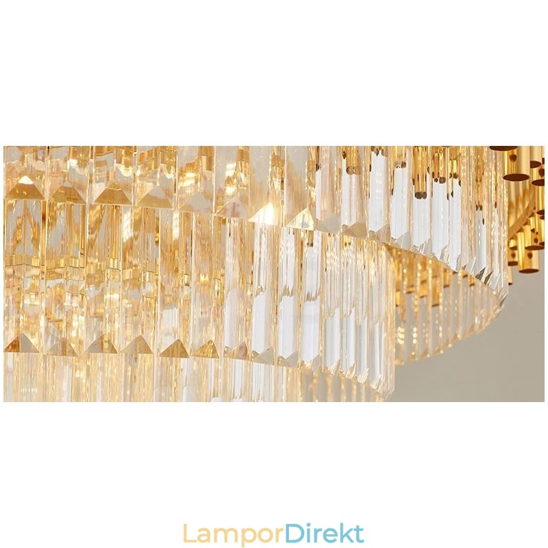 Postmodern Guld Lyx Rund K9 Crystal Pendant Ljuskrona Lights Exhibition Hall