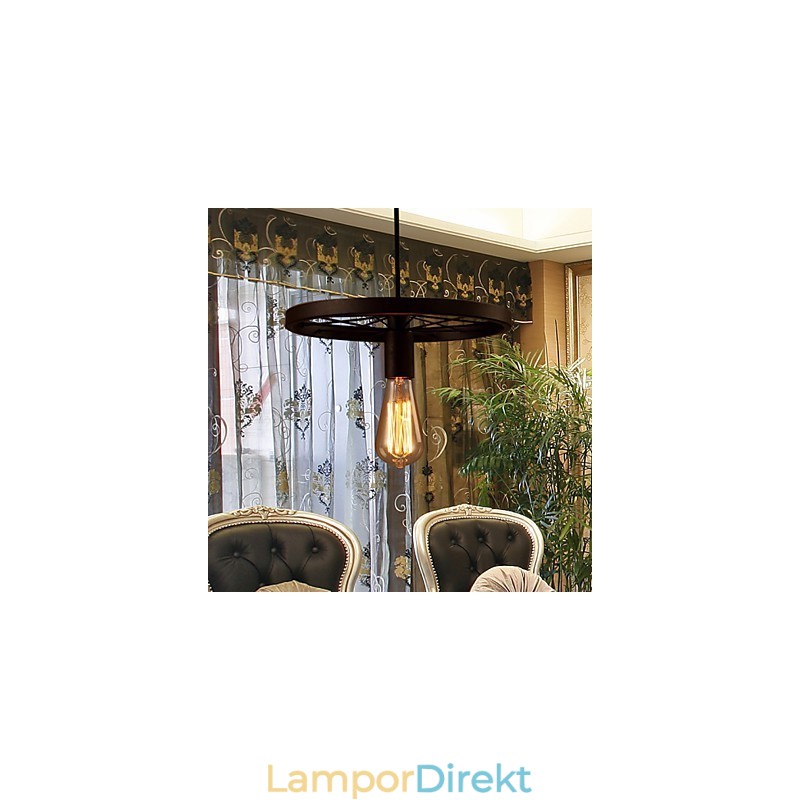 Industrial 1 Ljus Vintage I Iron Shade Pendellampa