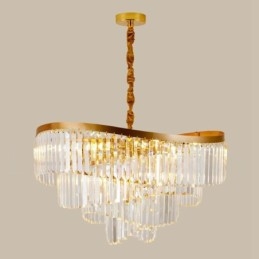 Guld Postmodern Luxury Rund K9 Crystal Pendant Ljuskrona Exhibition Hall