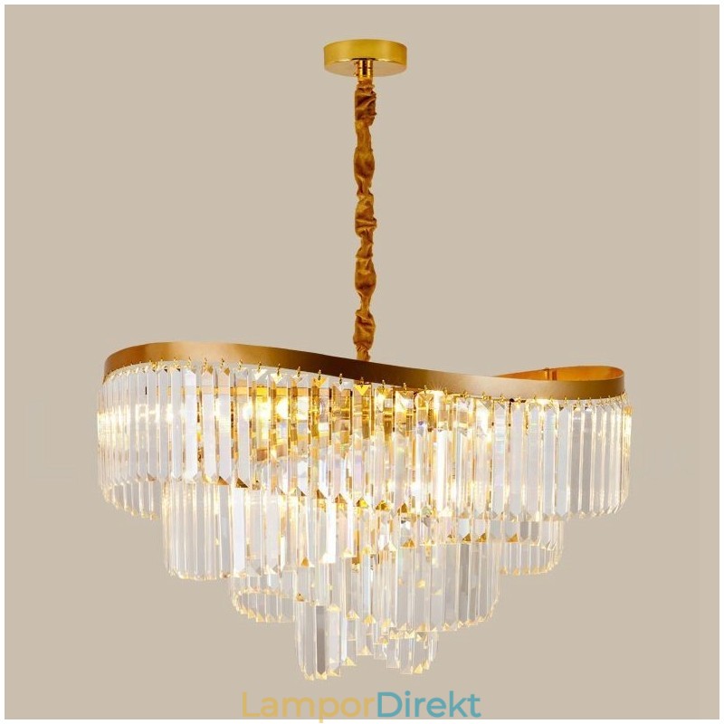 Guld Postmodern Luxury Rund K9 Crystal Pendant Ljuskrona Exhibition Hall