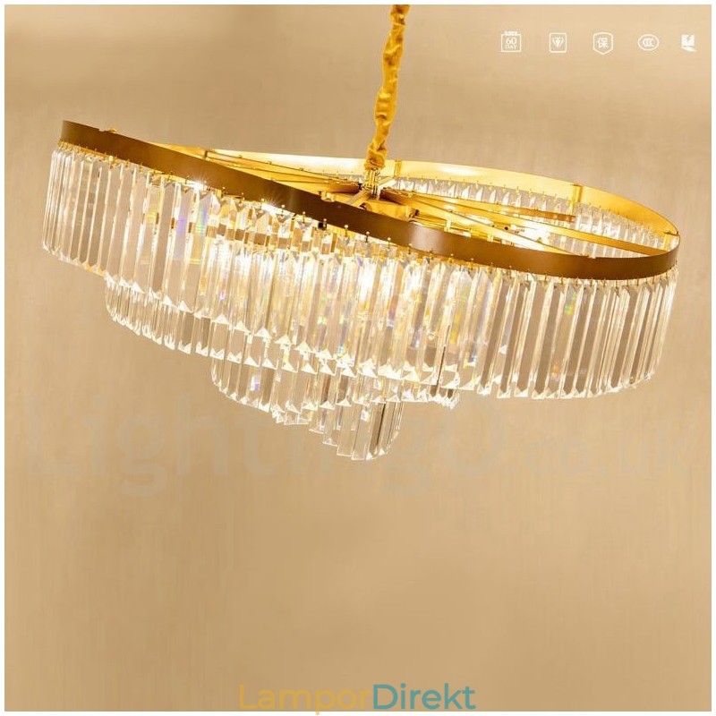 Guld Postmodern Luxury Rund K9 Crystal Pendant Ljuskrona Exhibition Hall