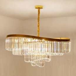 Guld Postmodern Luxury Rund K9 Crystal Pendant Ljuskrona Exhibition Hall