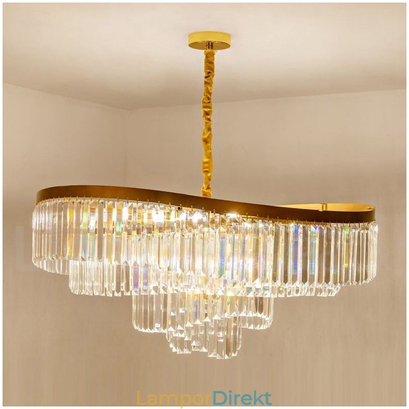 Guld Postmodern Luxury Rund K9 Crystal Pendant Ljuskrona Exhibition Hall