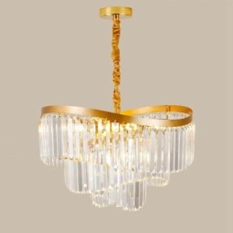 Guld Postmodern Luxury Rund K9 Crystal Pendant Ljuskrona Exhibition Hall