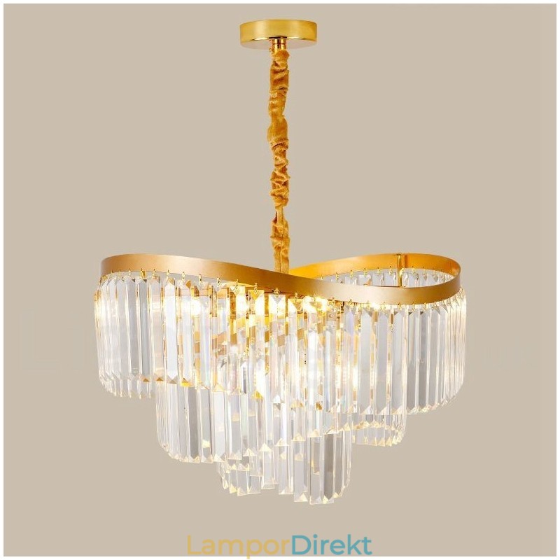 Guld Postmodern Luxury Rund K9 Crystal Pendant Ljuskrona Exhibition Hall