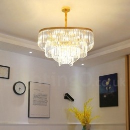 Guld Postmodern Luxury Rund K9 Crystal Pendant Ljuskrona Exhibition Hall