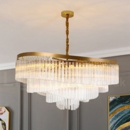 Guld Postmodern Luxury Rund K9 Crystal Pendant Ljuskrona Exhibition Hall