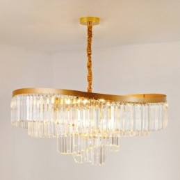 Guld Postmodern Luxury Rund K9 Crystal Pendant Ljuskrona Exhibition Hall