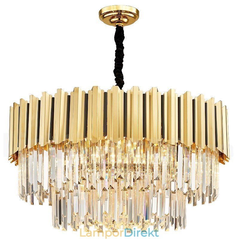 I År Lyx Postmodern Guld Rund K9 Crystal Pendant Chandelier Exhibition Hall