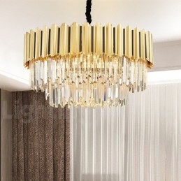 I År Lyx Postmodern Guld Rund K9 Crystal Pendant Chandelier Exhibition Hall