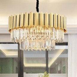 I År Lyx Postmodern Guld Rund K9 Crystal Pendant Chandelier Exhibition Hall