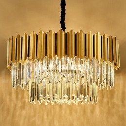 I År Lyx Postmodern Guld Rund K9 Crystal Pendant Chandelier Exhibition Hall