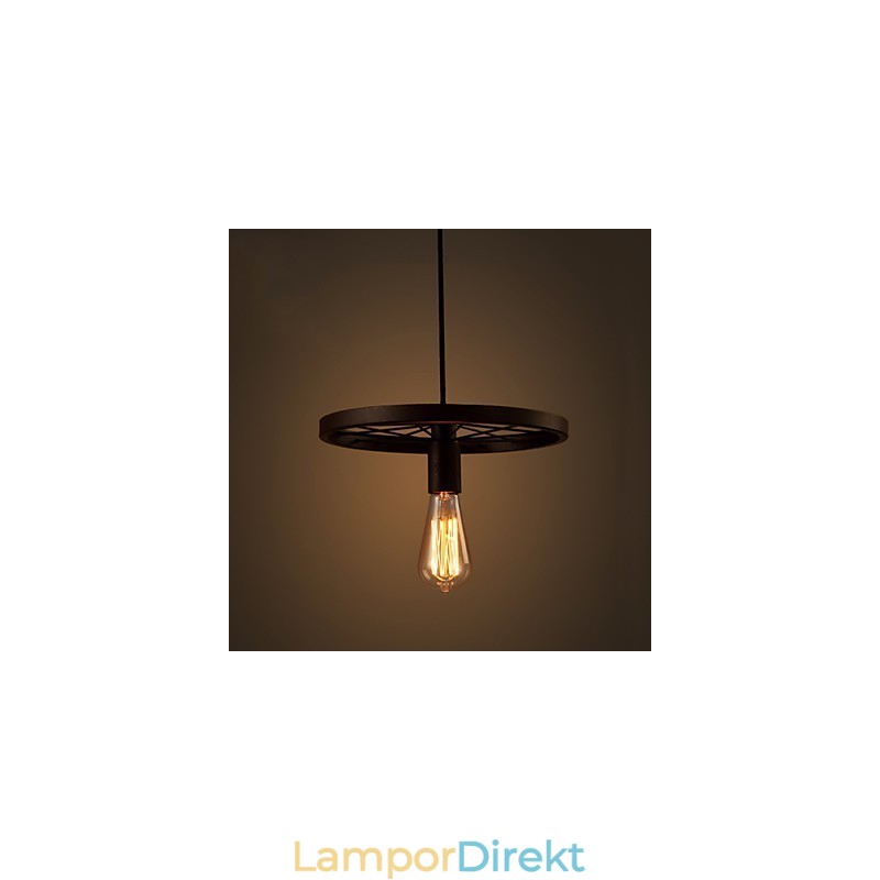 Industrial 1 Ljus Vintage I Iron Shade Pendellampa