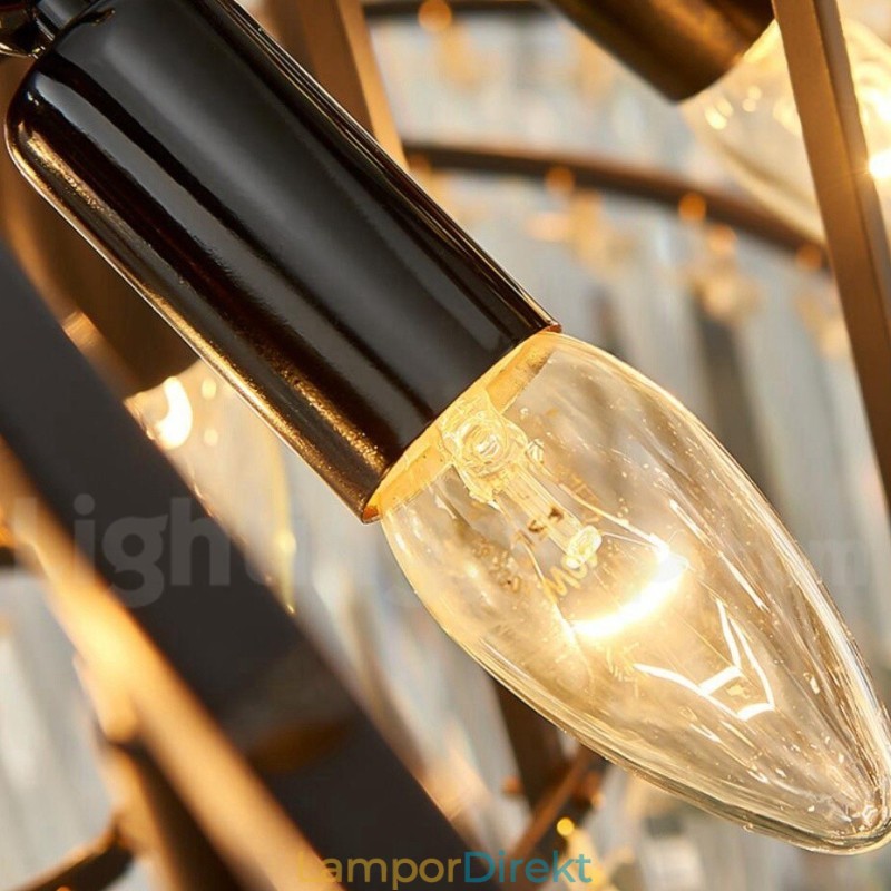 I År Lyx Postmodern Guld Rund K9 Crystal Pendant Chandelier Exhibition Hall