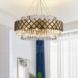 Lyx Modern Guld Plus Svart Rund K9 Crystal Pendant Ljuskrona Exhibition Hall